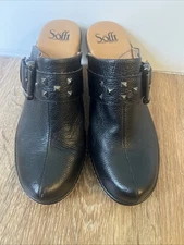 Sofft Women’s Black Leather Clogs Shoes Slip On Size 7.5 M