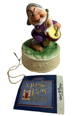 Schmid Walt Disney 50th Anniversary Snow White Seven Dwarves GRUMPY Music Box