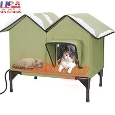 Large Heated Outdoor Cat House Weatherproof Winter Outdoor Comfortable Shelter