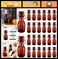 24 Pcs Mini Glass Bottles with Stoppers - Airtight Flip Top for Crafts Party F