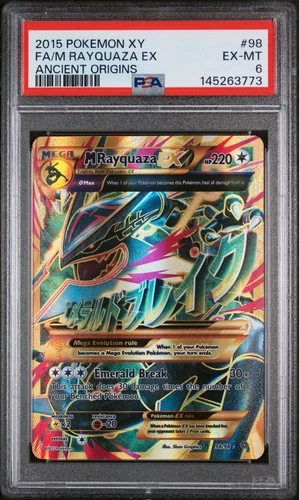2015 POKEMON XY ANCIENT ORIGINS #98 FULL ART/M RAYQUAZA EX PSA 6