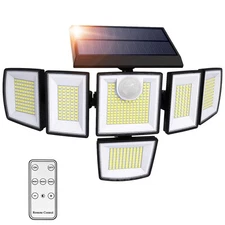 LED Solar Light Outdoor, High Brightness 6 Adjustable Heads Motion Sensor Light