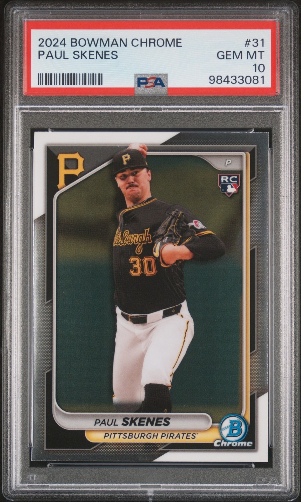 2024 Bowman Chrome Paul Skenes #31 RC Pirates PSA 10 Rookie Card view 1