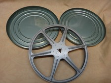8mm Film Reel in Metal Cannister Case Light Blue Vintage