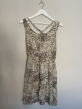 Warehouse Black Cream Off Shoulder Mini Dress UK 10 Boho Ruffle Tea Dress