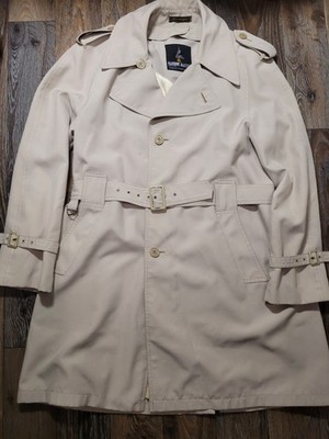 Vintage Harbor Master Mens Trench  Rain Coat Size 42 Long Beige belt