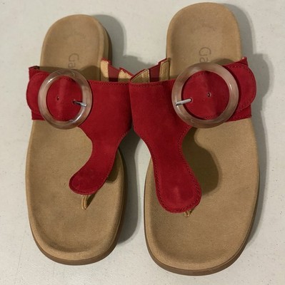 Womens Gabor Red Suede Thong Lanzarote Sandals W/Buckle Size 37