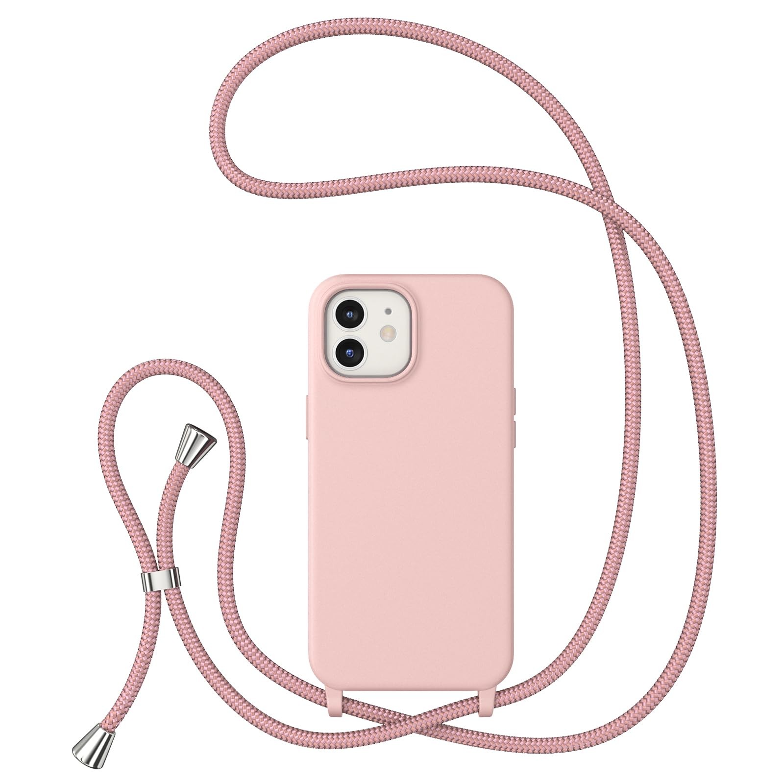 Coque avec cordon pour iPhone 12 Pro étui silicone antichoc avec collier cordon réglable