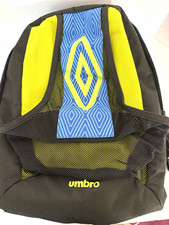 Umbro Black/Blue/Yellow Geometric Backpack Zip Close Pockets Adjustable Strap