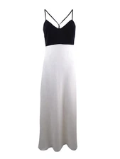 Jill Stuart Women's Colorblocked Double-Strap Gown (2, Black/Off-White)