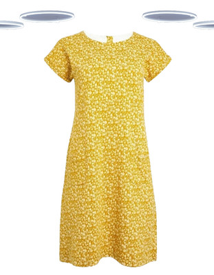 Ex Weird Fish Women s Dress - Organic Printed Tahallesse Jersey Yellow Floral