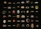 Costume Jewelry Lot Of 42 Rings Vintage To Now Gold Silver Tone Gemstone Etc