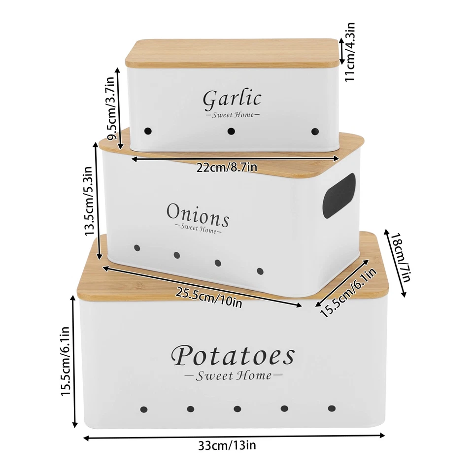 3Pcs Aufbewahrungsbox Kartoffeln Behälter-Sets Knoblauch Aufbewahrungsbehälter - Bild 4 von 4