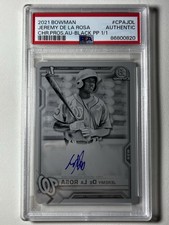Jeremy De la Rosa 2021 Bowman Chrome Auto Black 1/1 Printing Plate PSA 10 POP 1