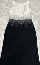Calvin Klein Petite 4P Black/White Rhinestone Colorblock Sheath Dress