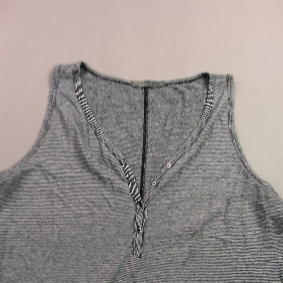 Pullover Prana Top Mujer Grande Sin Mangas Cuello en V Ligero Gris Rayas Foto 3 de 4