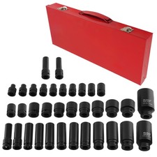 35pc 12 Deep Impact Socket Set Drive 8-32mm 6 Point Metric Garage Tool New