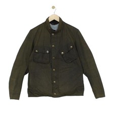 Barbour Waxed Jacket Mens Size S Green Steve McQueen Biker