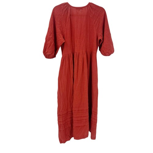 Madewell Midi-Wickelkleid V-Ausschnitt Marianna Puffärmel Etrusker Ton Gr. S Neu mit Etikett - Bild 13 von 14