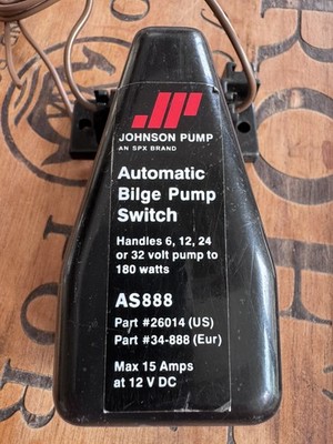 Johnson AS888 Automatischer Bilgenpumpe Schwimmerschalter 12-24V DC 15A 10-1188 für Marine