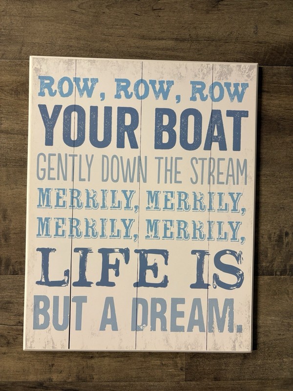 Row Row Row Your Boat Nautical Decor Wall Art Canvas