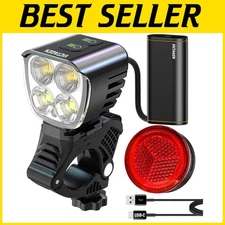 Super Bright 12000lm Bike Light Set - Waterproof Front & Rear with Quick-Release
