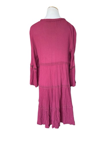 Knox Rose Damen Häkelspitze Stufen Babydoll Kleid Größe XXL Weinrot Boho Landhaus - Bild 6 von 16