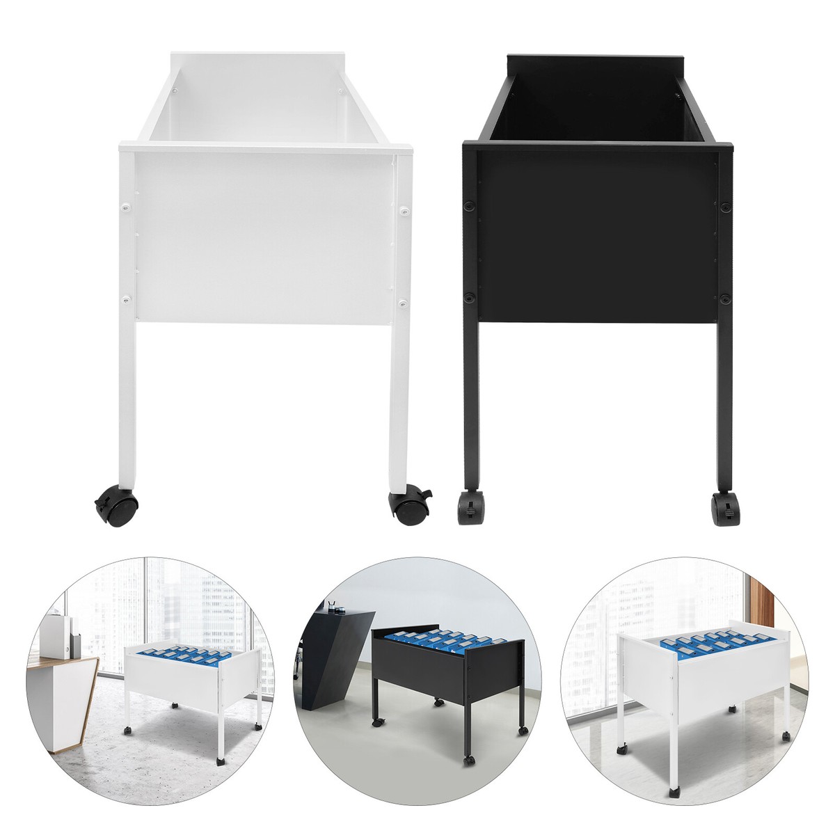 Rollbarer Aktenschrank Für Hängemappen - 70x37x60cm Silber Für Büro & Homeoffice