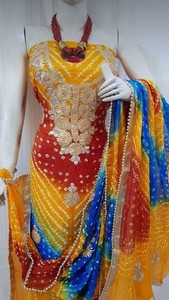 bandhani suits in silk