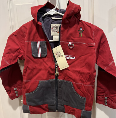 Boys Red Jacket (Coco Bon Bons ) 4T Robot Themed. Hood. New w Tags. 100% Cotton