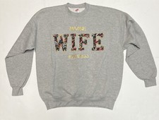 Vintage Soffe Sweats XL Marine Wife San Diego Floral Gray Pull Over Made in USA