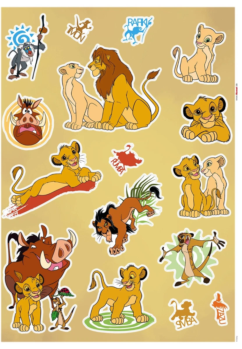 Muebles de Pared PEGATINAS Calcomanías Rey León Pumba Dormitorio Disney 16 Piezas 50x70 cm