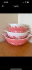Vintage Pyrex Gooseberry Pink Cinderella Nesting Mixing Bowl Set
