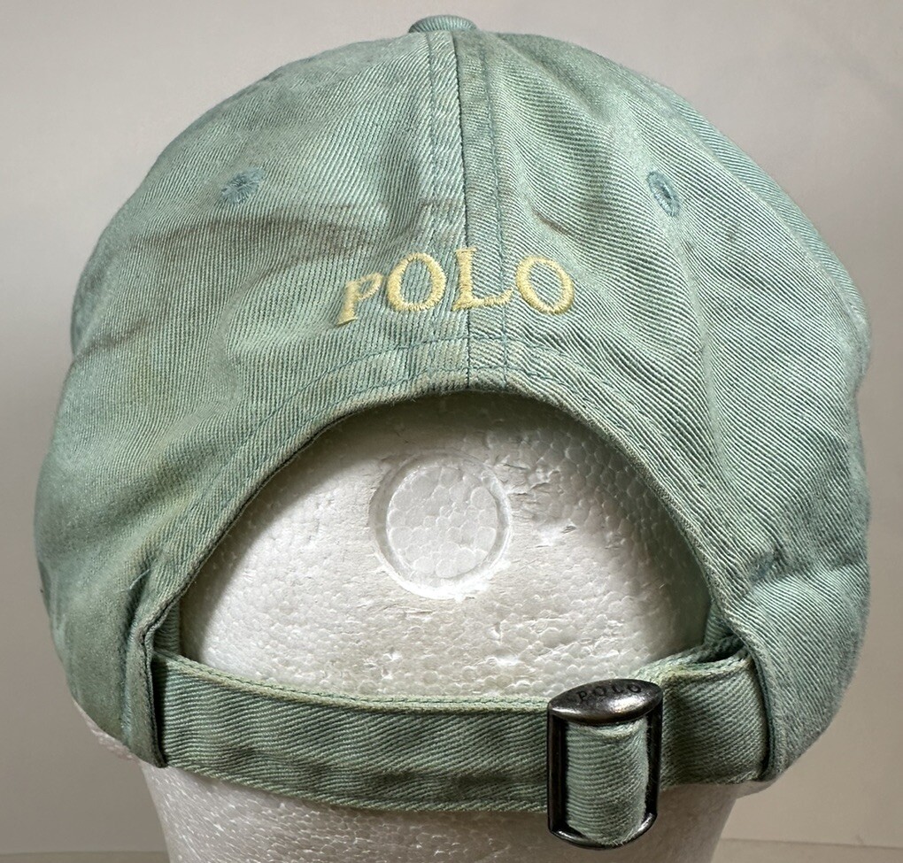 Cappello Polo Ralph Lauren nuovo di zecca verde effetto invecchiato giallo pony spiaggia