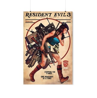 Retro Jill | Resident Evil 3 | Gaming Poster | HD Color | Game Poster