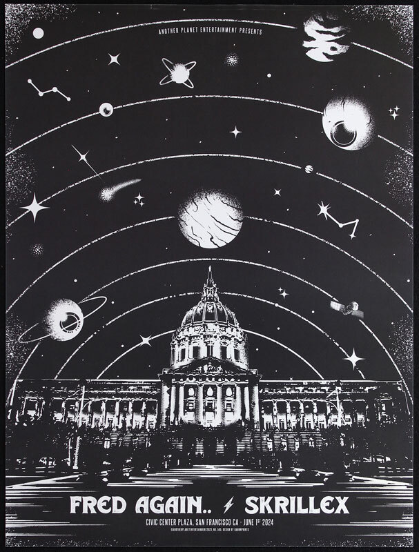 Fred Again Skrillex 2024 Poster Civic Center SF ORIGINAL