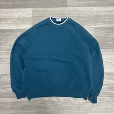 Vintage 90s Crewneck Sweatshirt Women Large Teal Blue Blank Pullover LongSleeve