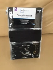 KING Size Black Bedskirt w/Corner Pleats ~ 100% Polyester ~ 14” Drop~ MAINSTAYS