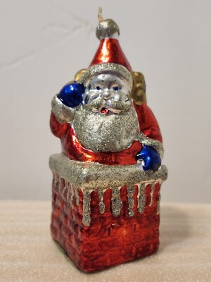 VINTAGE MIDWEST OF CANNON FALLS 5'' SANTA CLAUS CANDLE BRIGHT METALLIC COLORS