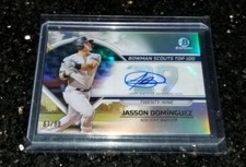 2023 BOWMAN CHROME SCOUTS TOP 100 PROSPECT AUTO JASSON DOMINGUEZ /99 ROOKIE CARD