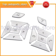 FOR Mercedes Benz 2012-16 C143A022 12PC Steering Wheel Button Silver Trim Cover