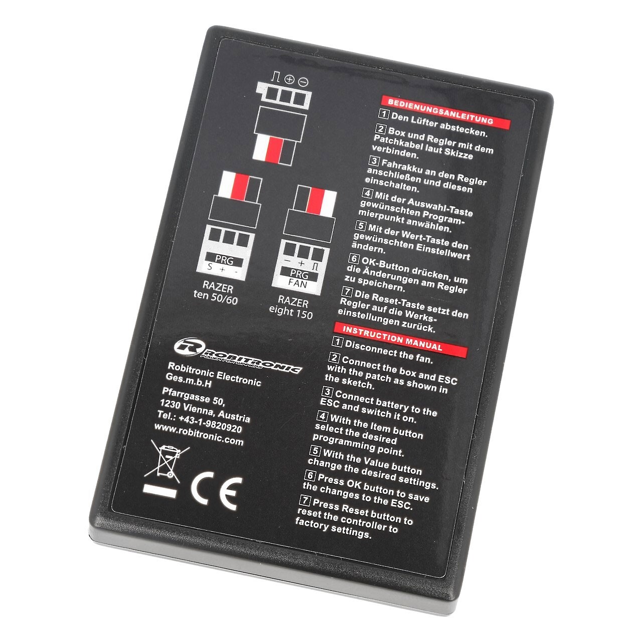 Boîte de programmation LED Robitronic R01269 variateur Razer Ten Razer Eight programmateur ESC RC