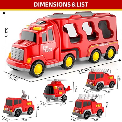 iHaHa Fire Truck Toys for 1 2 3 4 5 6 Years Old Boys Toddler, 5 in 1 Kids Car… • Saan Zahav