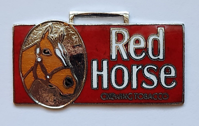 Vintage Cloisonne Red Horse Chewing Tobacco Advertising Watch Fob
