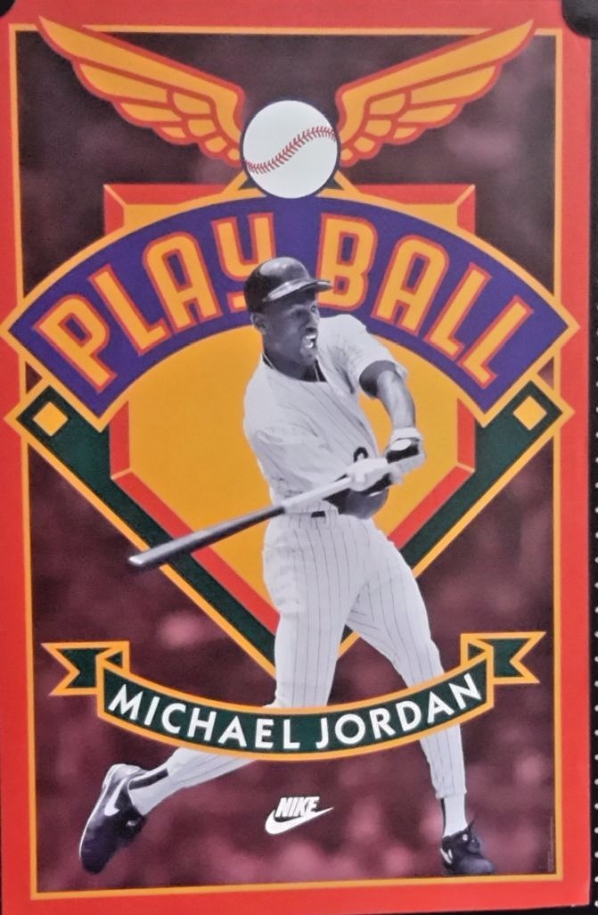 Michael Jordan Play Ball,1994 Original Vintage Nike Poster , 35 x