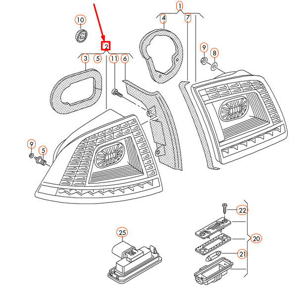 Volkswagen Amarok 2h Rear Right Outer Led Tail Light 3d0945096m Genuine