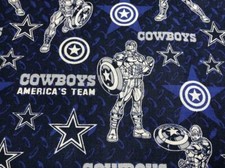 DALLAS COWBOYS MARVEL CAPTAIN AMERICA COTTON FABRIC HALF YARD 18" x 44"