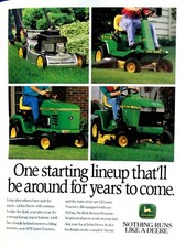 John Deere Starting Lineup Vintage 1990 Original Print Ad 8.5 x 11"