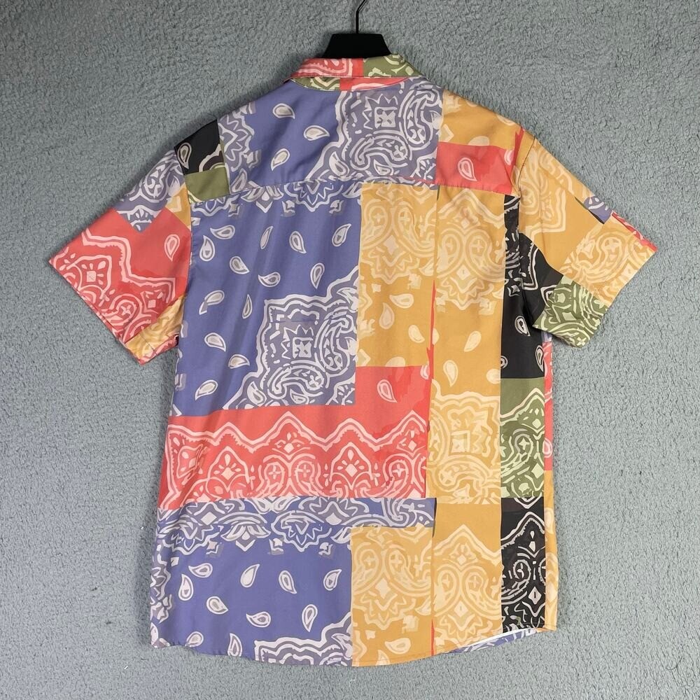 Negative Space Patchwork Bandana Print Shirt Mult… - image 4