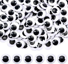 TOAOB 150Pcs 1 Inch Plastic Wiggle Googly Eyes Self-Adhesive Black round Sticker